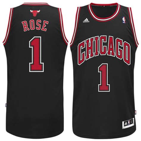 mens chicago bulls derrick rose adidas black alternate replica jersey|derrick rose signed jersey.